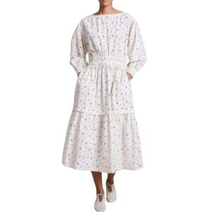 APIECE APART Estrella Floral Maxi Dress with Pockets Ivory Black Size L